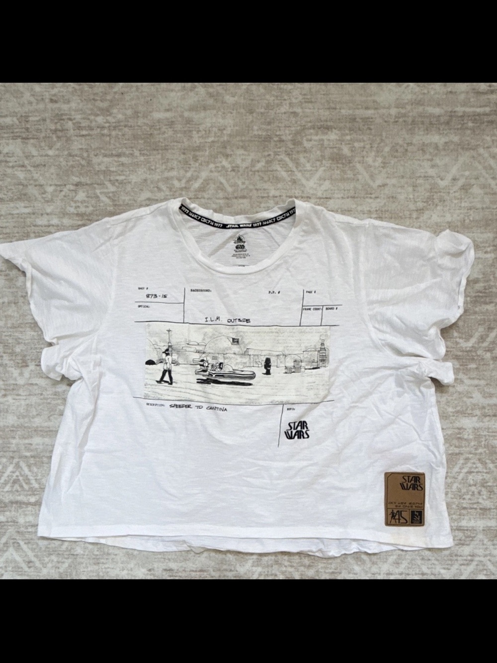 Disney Star Wars 1977 Storyboard Graphic Boxy Crop Tee White 3X Plus Size